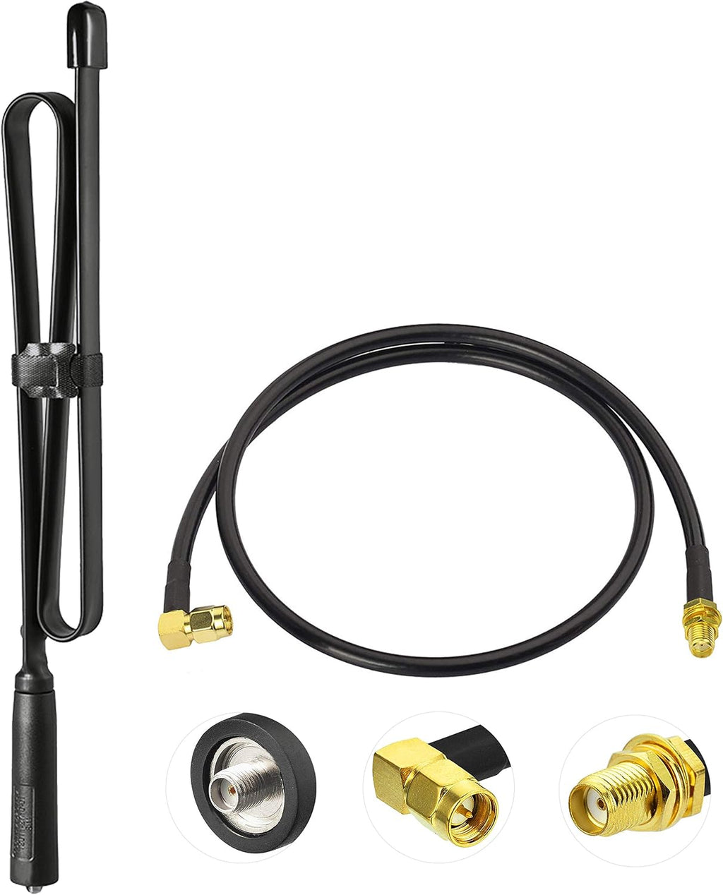 Dual Band VHF UHF 136-520MHz 31 inch Foldable CS Tactical Antenna | SMA Female Ham Radio Antenna with 3 feet
