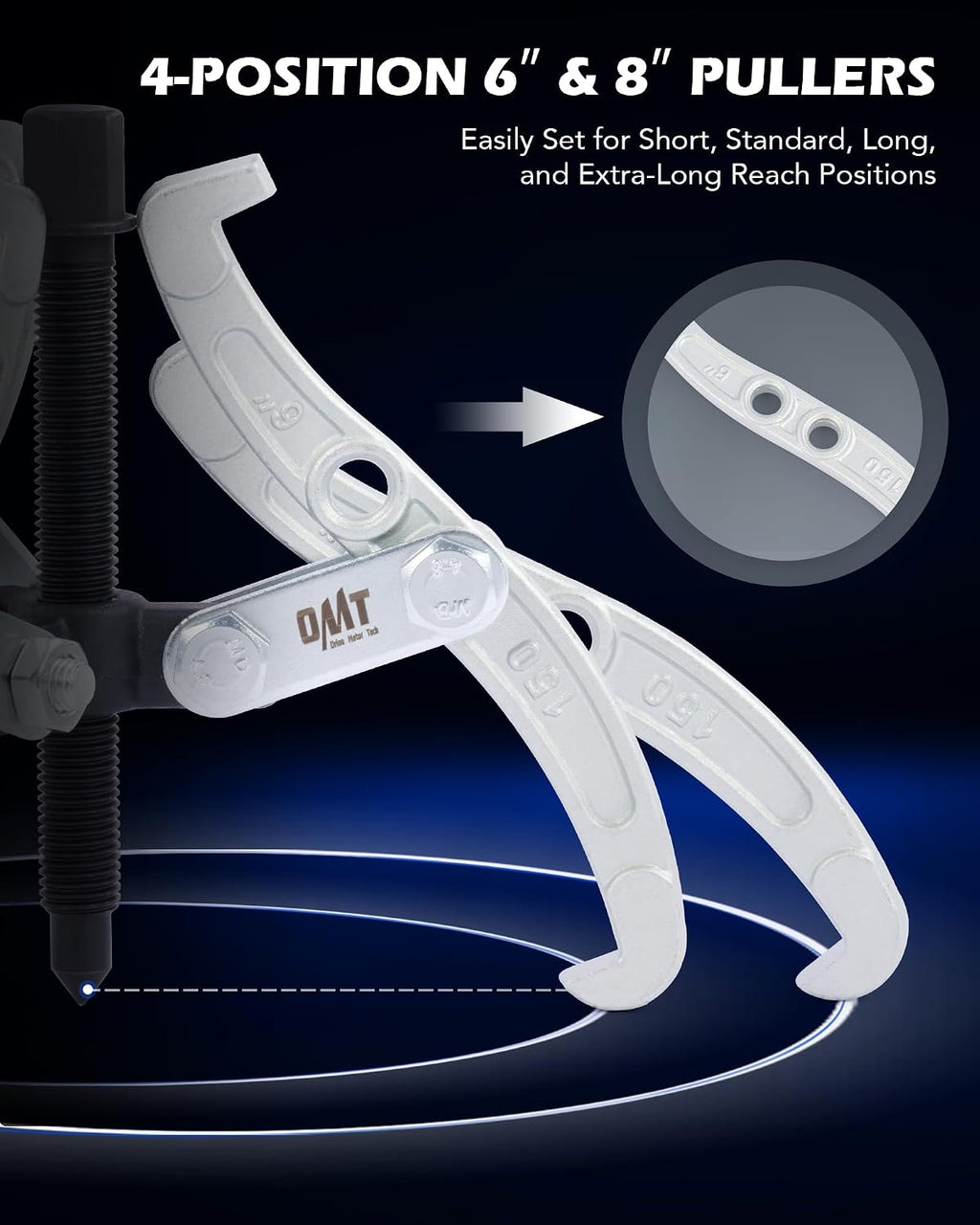 OMT 3" 4" 6" 8" Gear Puller Set, 3 Jaw Puller with Reversible Jaws