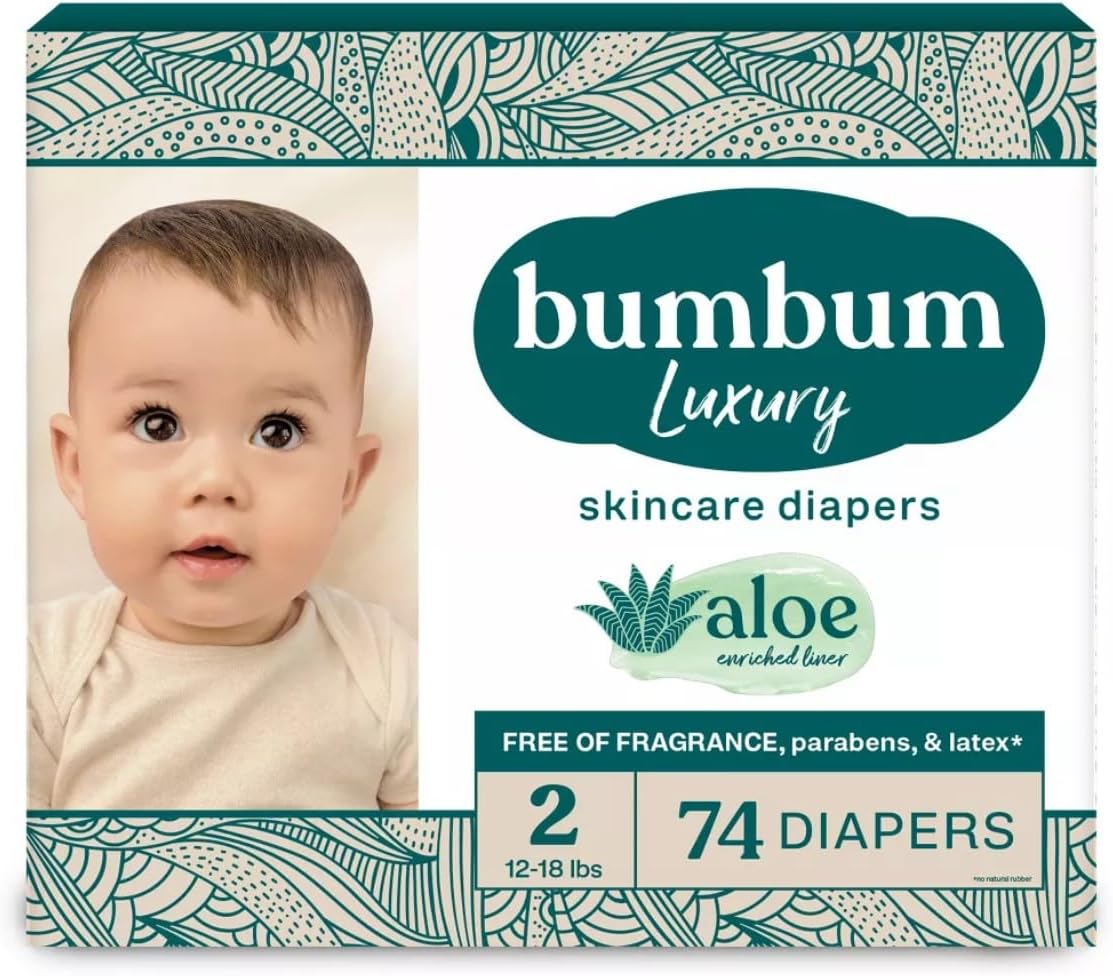 New Premium Soft Bum-Bum Luxury Diapers - Size 2, 74 Count - Fragrance-Free (Pack of 1)