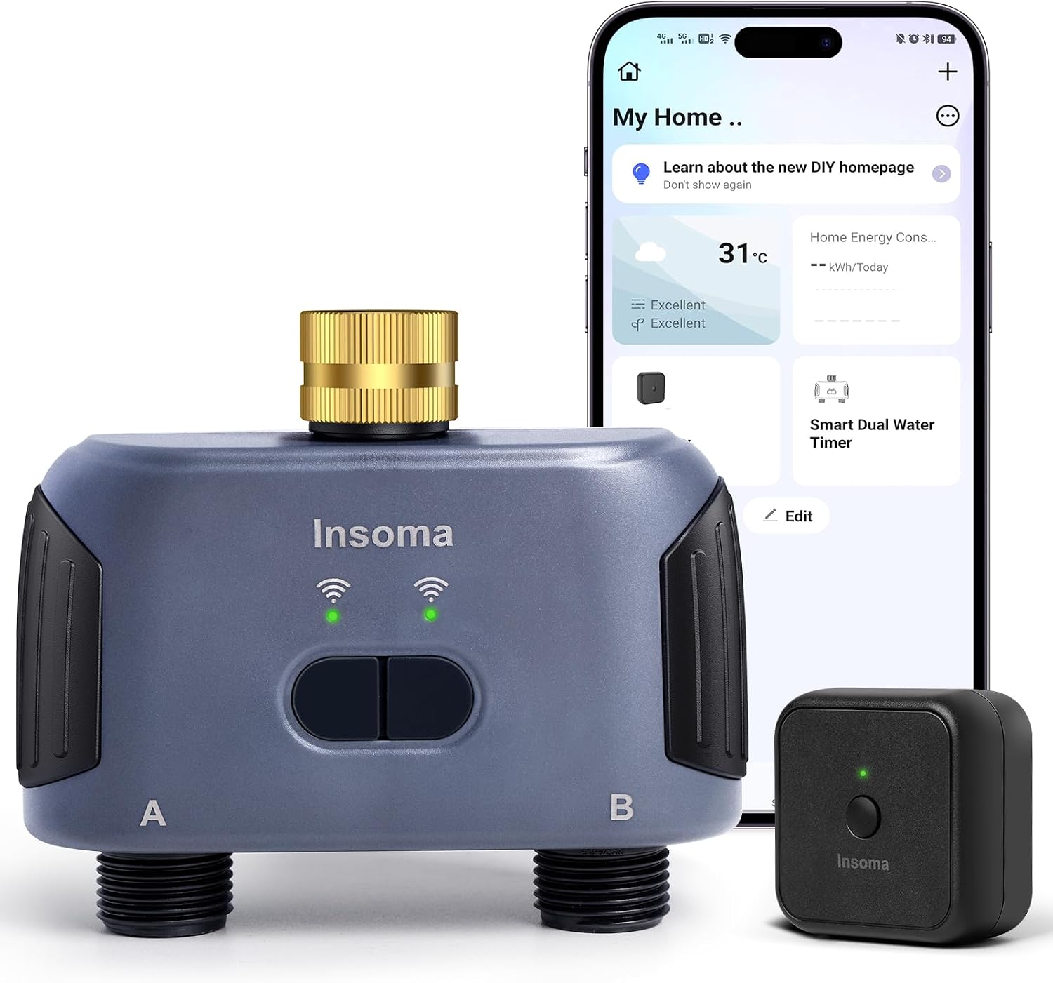 WiFi Water Timer for Garden Hose with Brass Inlet,Smart Hose Timer with WiFi Hub, APP & Voice Control,Up to 20