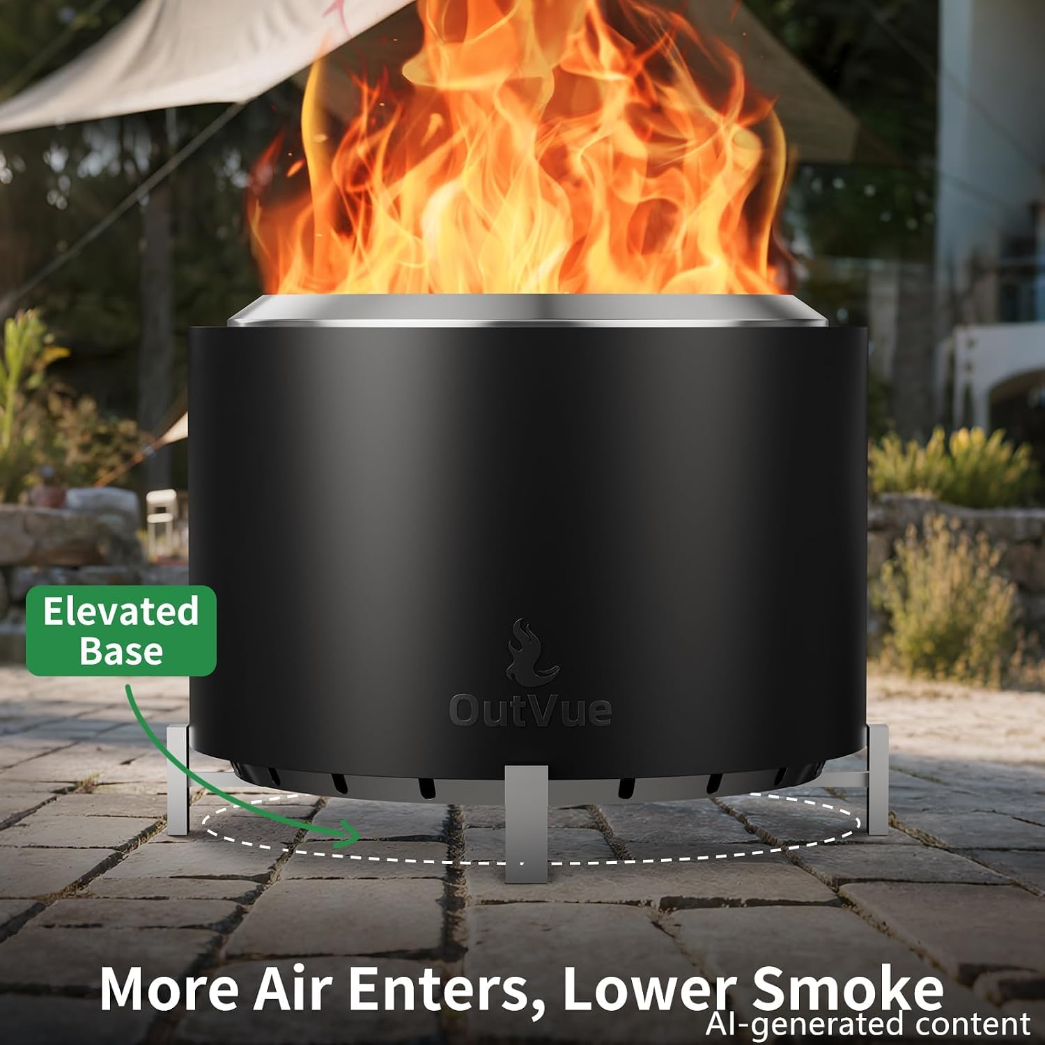 27 Inch Stainless Steel Smokeless Fire Pit with Waterproof Cover