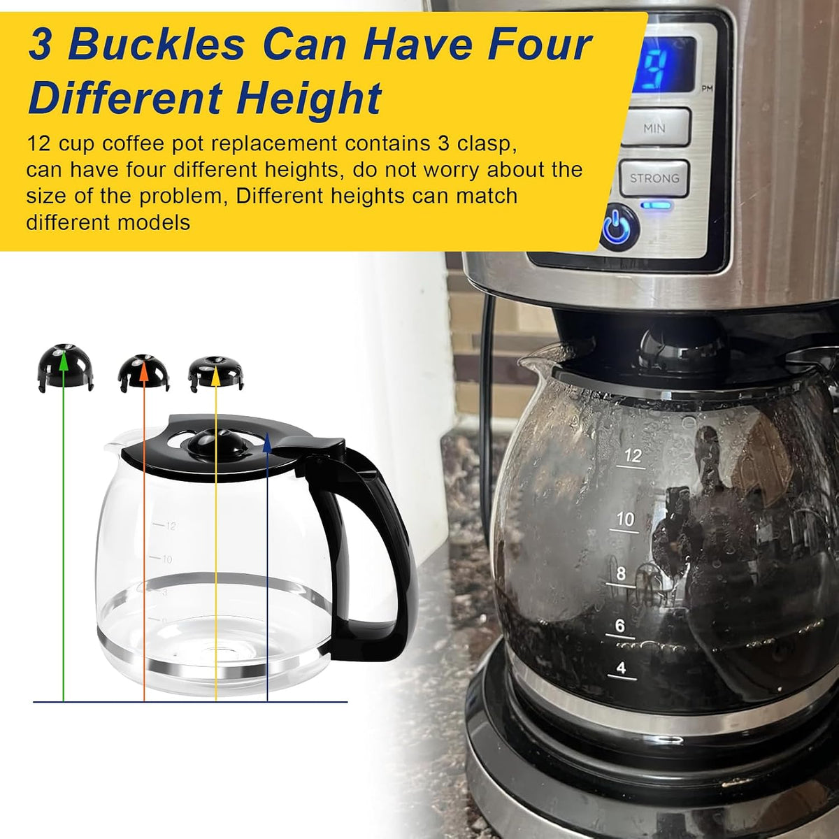12 Cup Glass Coffee Carafe Pot Replacement for Mr Coffee and Black & Decker