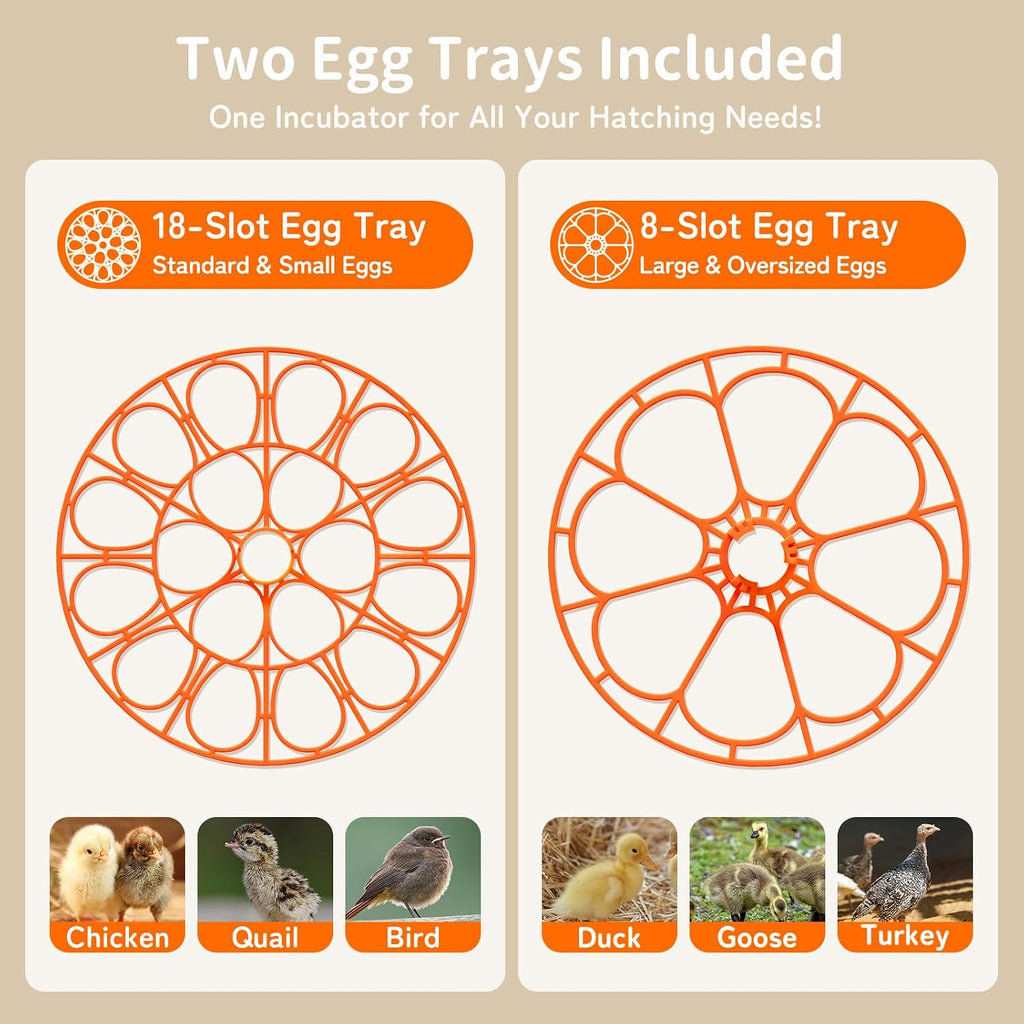 Egg Incubators for Hatching Eggs, Temperature and Humidity Control, Automatic Egg Turning, Egg Candler, External