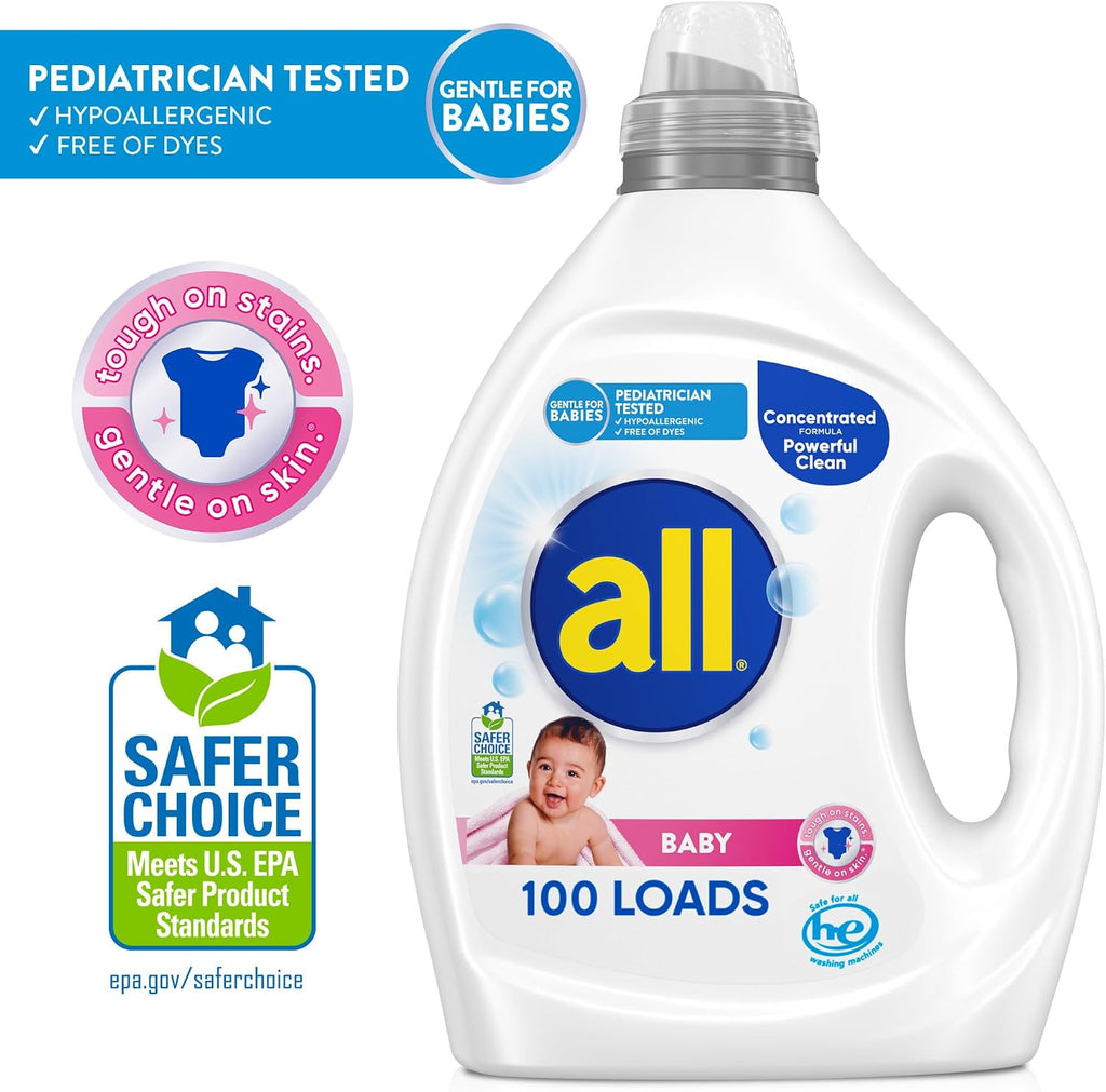 Liquid Laundry Detergent, Baby Powder Scent, 75 fl oz, 100 Loads
