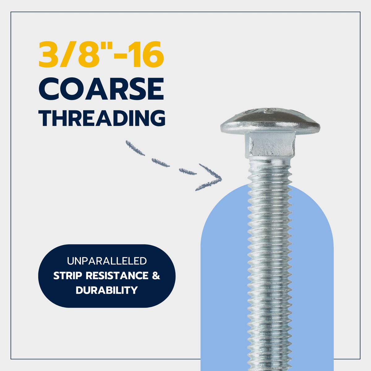 3/8" x 3" (50 Pack) Zinc Carriage Bolt Kit, Grade 307A