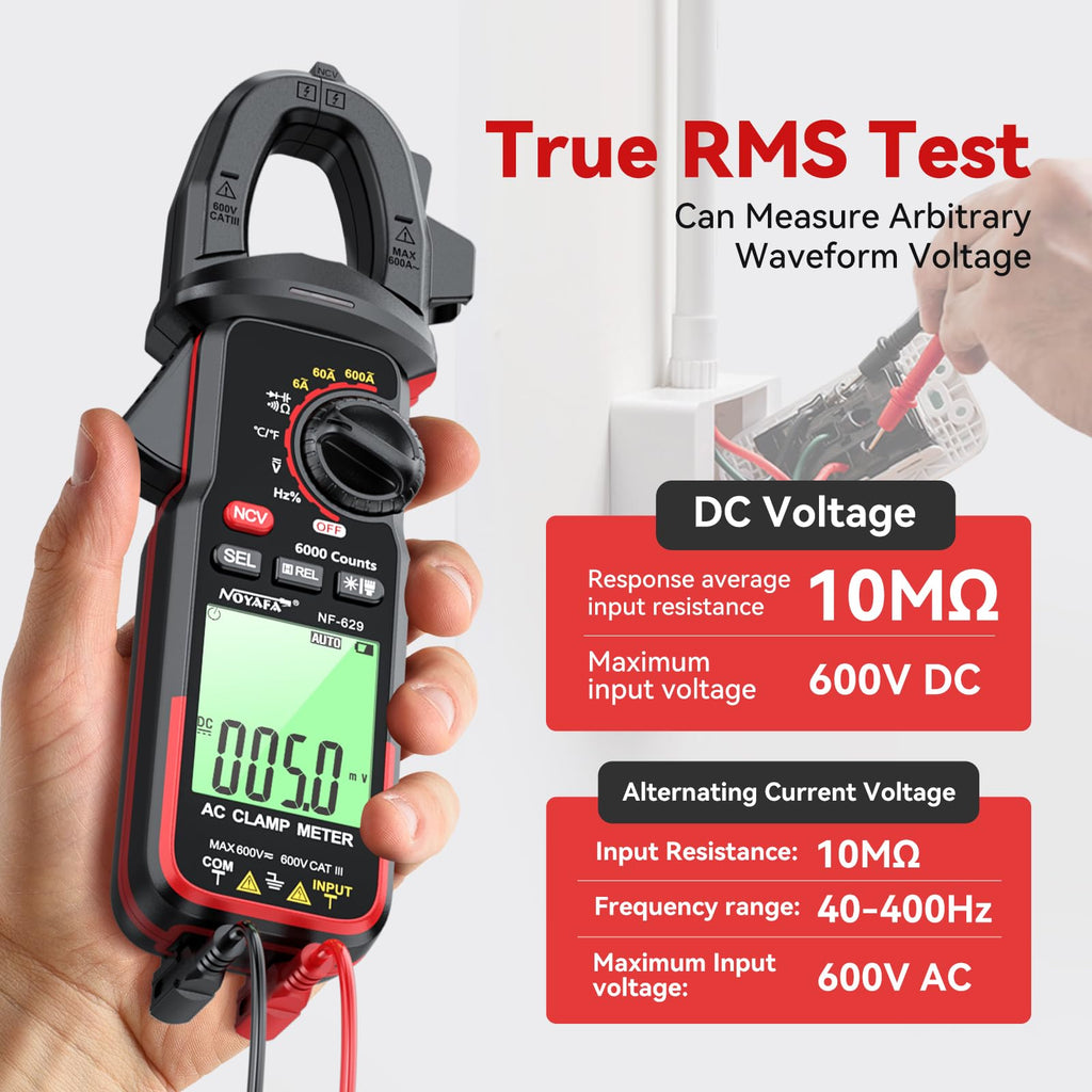 NOYAFA Digital Clamp Meter Multimeter 6000 Counts TRMS