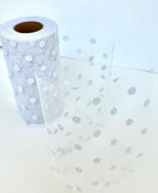 White Polka Dot Tulle Decor - 6" x 25 Yards, Wedding