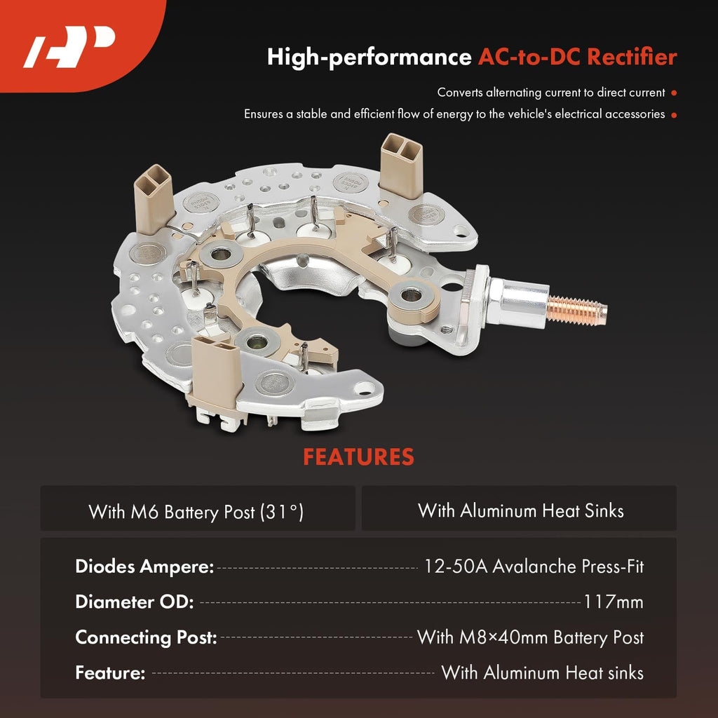 A-Premium Alternator Rectifier Compatible with Honda, Jeep & Dodge