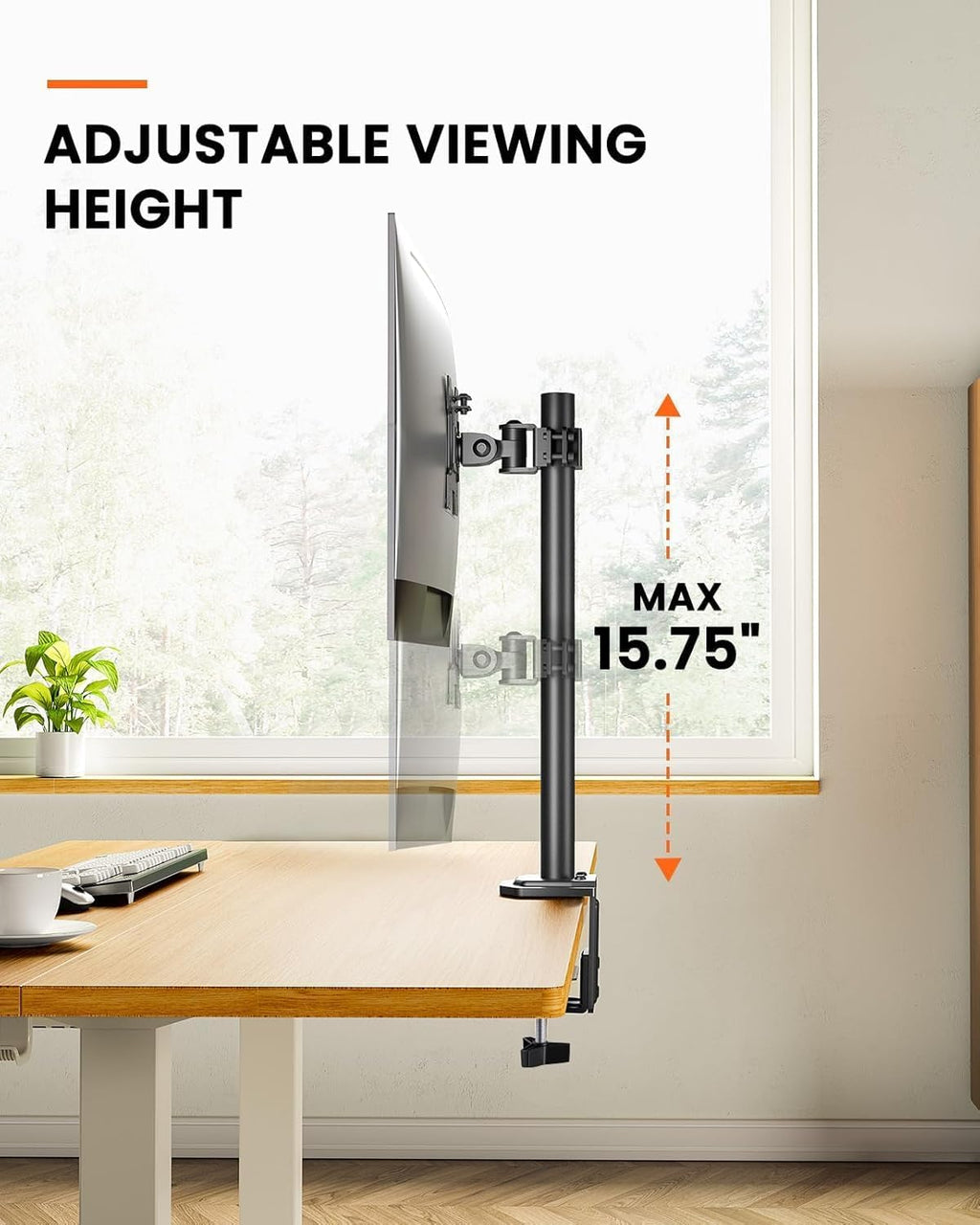 Single Monitor Mount for 13-32 Inch Screens,17.6 lbs Capacity | Steel pole design,tilt, swivel, rotation,cable