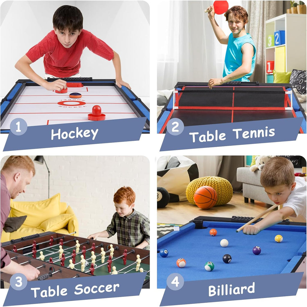 54" 4-in-1 Swivel Multi-Game Table -Combo Game Table Set for Kids, Adults - Indoor and Outdoor Arcade Sports Table