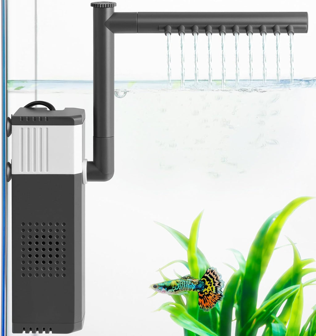 10W 130GPH Powerful Aquarium Filter for 10-35Gal Fish Tank, Adjustable Filter with Biochemical Sponge, Submersible