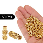 uxcell 50pcs M2.5 Threaded Inserts Brass Heat Set Insert M2.5x10mm, OD 4mm Knurled Insert Nuts, 3D Printing Brass Nuts Female Threaded Inserts Nuts