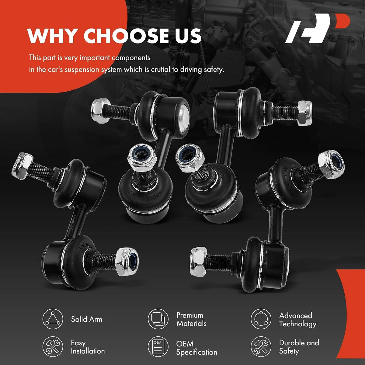 A-Premium Front & Rear Sway Bar Link Stabilizer Bar End Link Kit