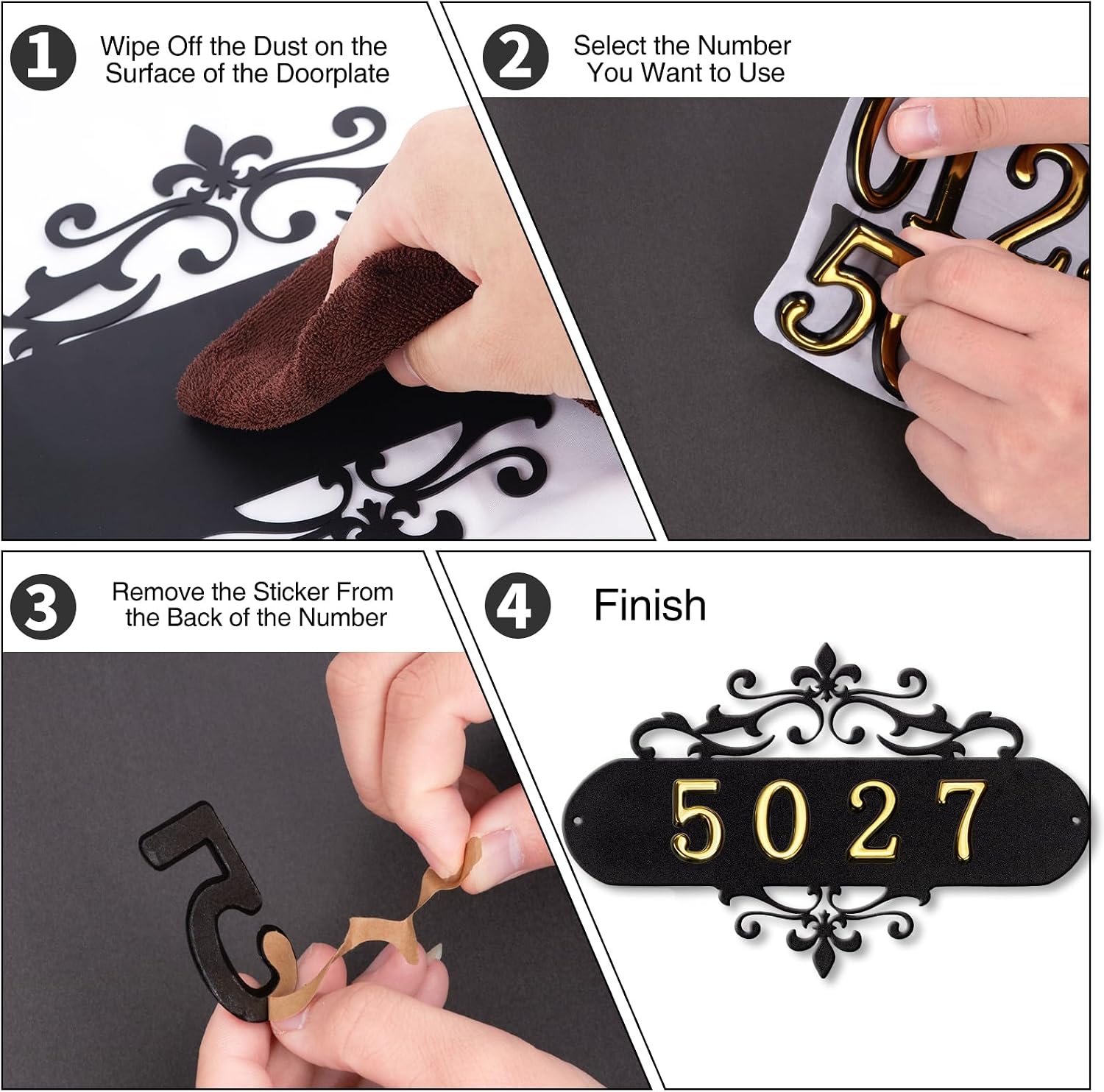 House Numbers for Outside,Metal House Address Numbers for Hotel House Home Office Garden Decorative Wall,Black Modern