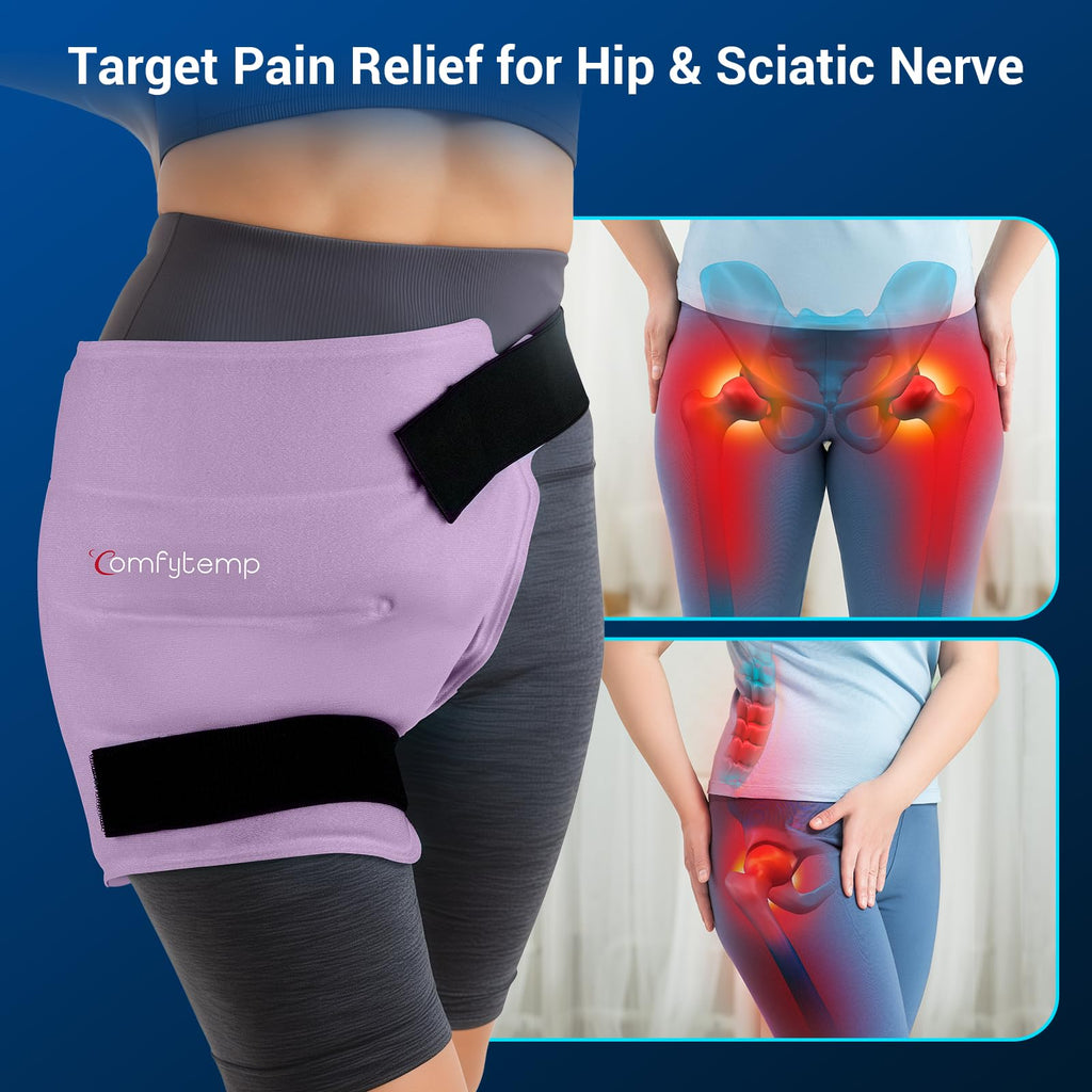 Hip Ice Pack Wrap for Sciatica Pain Relief, Purple (S/M)
