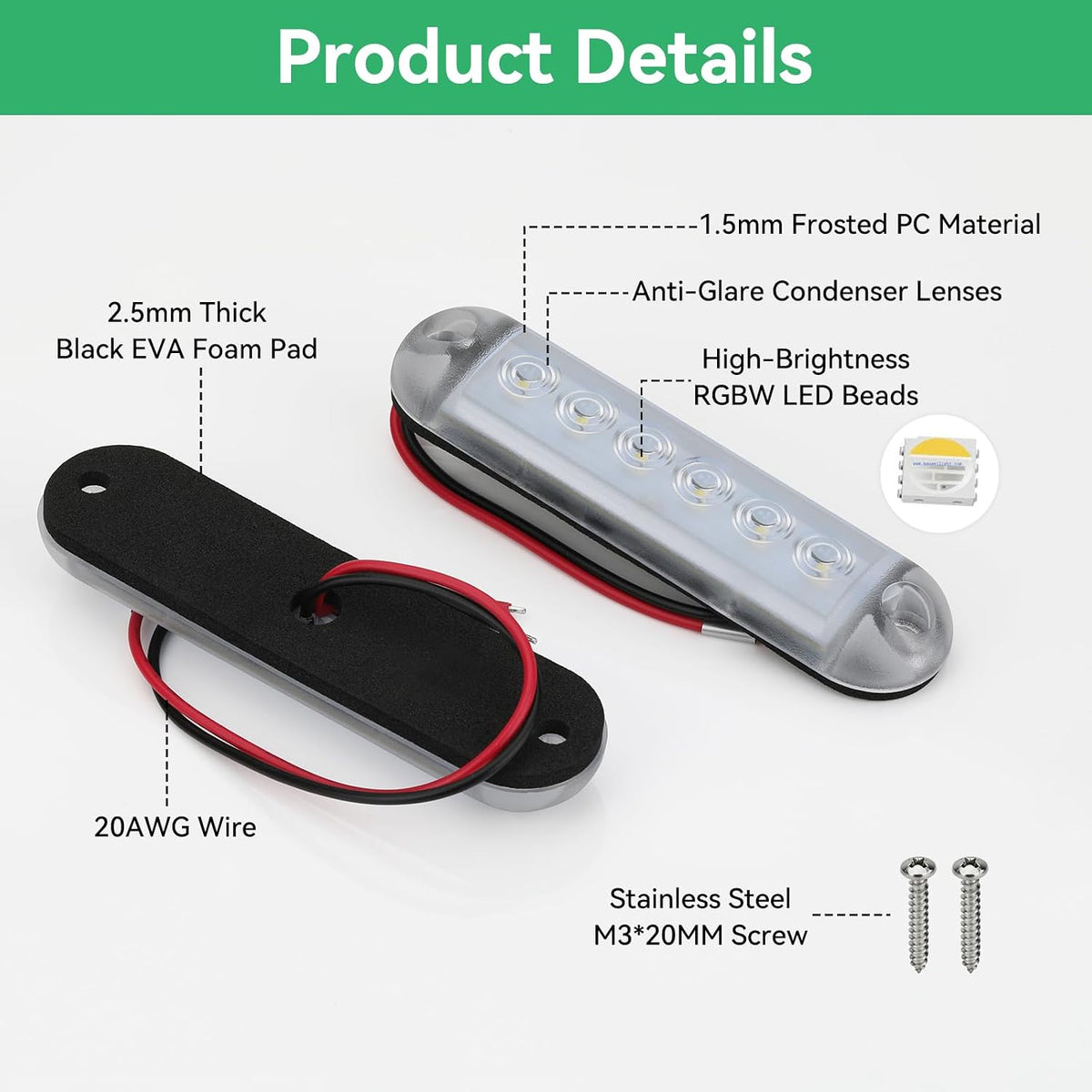 RGBW Boat LED Courtesy Light 12V, 4 Inches, 4PCS