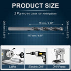 Workkyma O M42 8% Cobalt HSS Drill Bits 135° Split Point 2Pcs