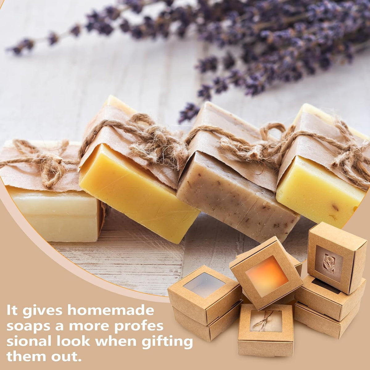 100 Pcs Soap Packaging Boxes with Window Mini Kraft Paper Boxes Bulk Treat Favor Boxes Rectangle Gift Soap Boxes for