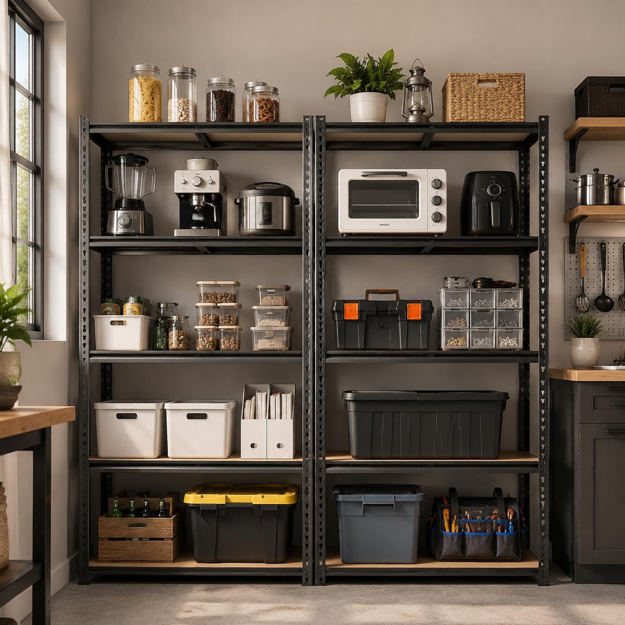 60" H Heavy Duty Storage Shelves, 2400LBS Capacity Metal Shelving Unit, Adjustable Garage Shelves & Organizer with
