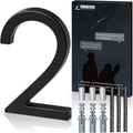 5.6-Inch Matte Black Floating House Numbers for Outside, Rustproof Zinc Alloy Metal Address Number Sign, Modern