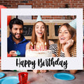 32 x 24 in Extra Large Happy Birthday Photo Booth Frame Props,White