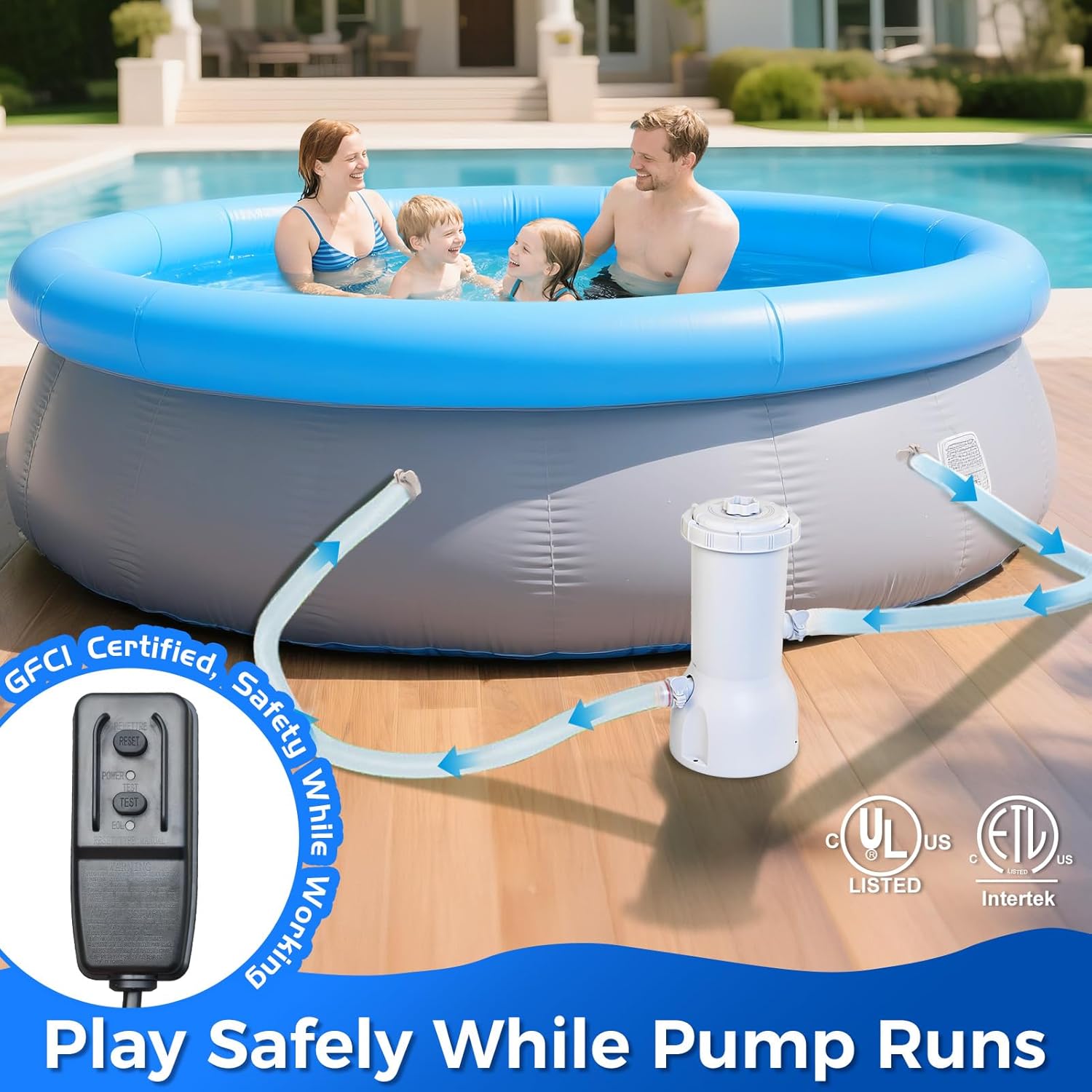 1000 Gallons Pool Filter Pump Above Ground, Swimming Pool Filter Cartridge Pump, Electric Pool Filters Pumps for