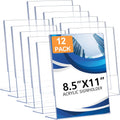 12 Pack Acrylic Sign Holder 8.5 x 11, Clear Plastic Display Stands for Tabletop, L-Shape Acrylic Stands for Flyers