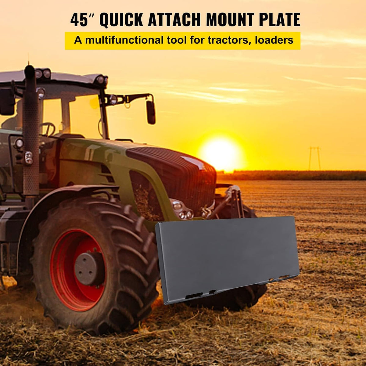 1/4" Skid Steer Attachment Plate Steel Skid Steer Mount Plate Quick Attachment Loader Plate Easy to Weld or Bolt to