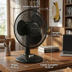 16" 3-Speed Oscillating Table Fan for Home - Black