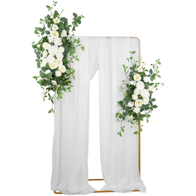 Arch Flower Kit of 2 - Artificial Floral Swag for Wedding Welcome Sign, Reception Ceremony Signs, Chair Decor (White)