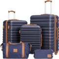 Luggage Sets Suitcase Set 3 Piece Luggage Set Carry On Hardside Luggage with TSA Lock Spinner Wheels (Navy, 5 piece set)