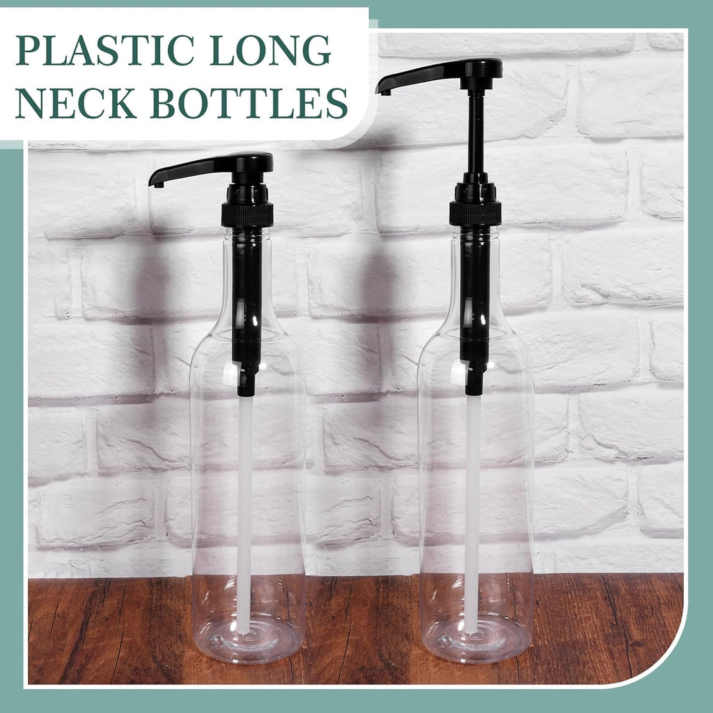 6 Pcs 25 oz Plastic Syrup Bottles with Pump Syrup Dispenser, Black