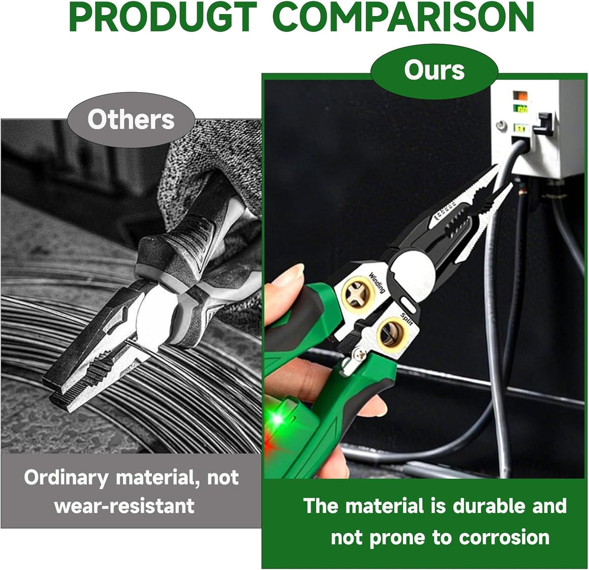 2025 Upgraded 8-in-1 Wire Stripper with Voltage Tester – Multifunctional Heavy-Duty Electrical Pliers, Professional