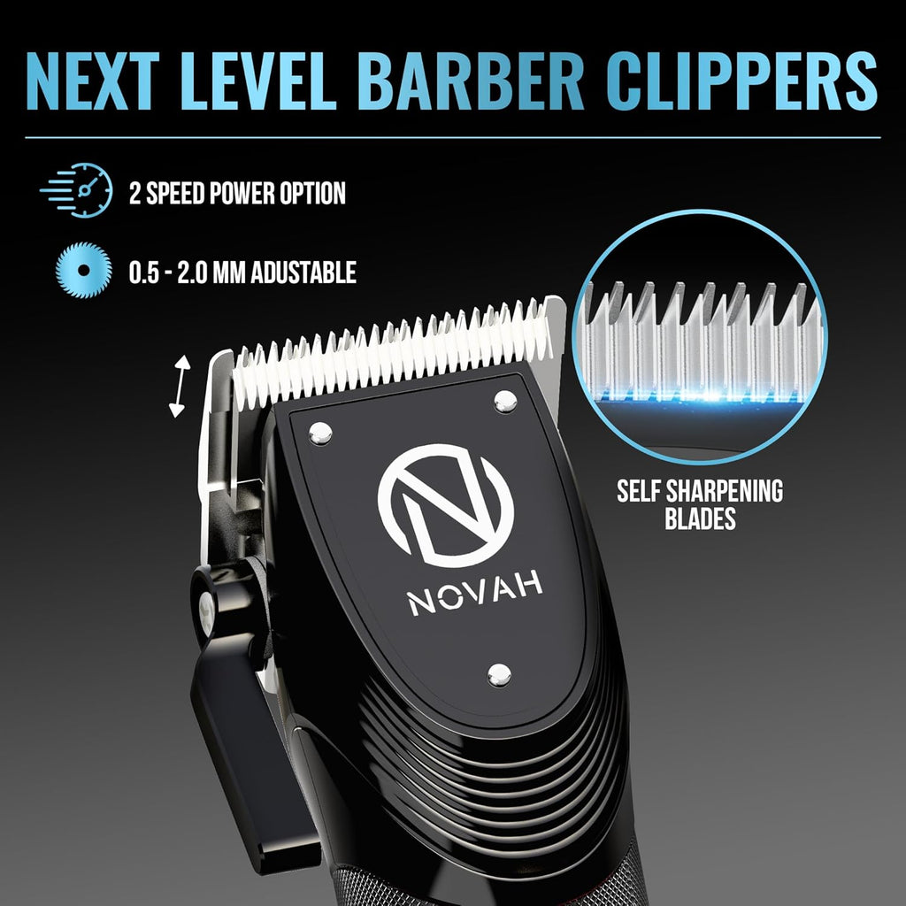 Novah Professional Hair Clippers for Men, Professional Barber Clippers and Trimmer Set, Mens Cordless Clipper, Fade
