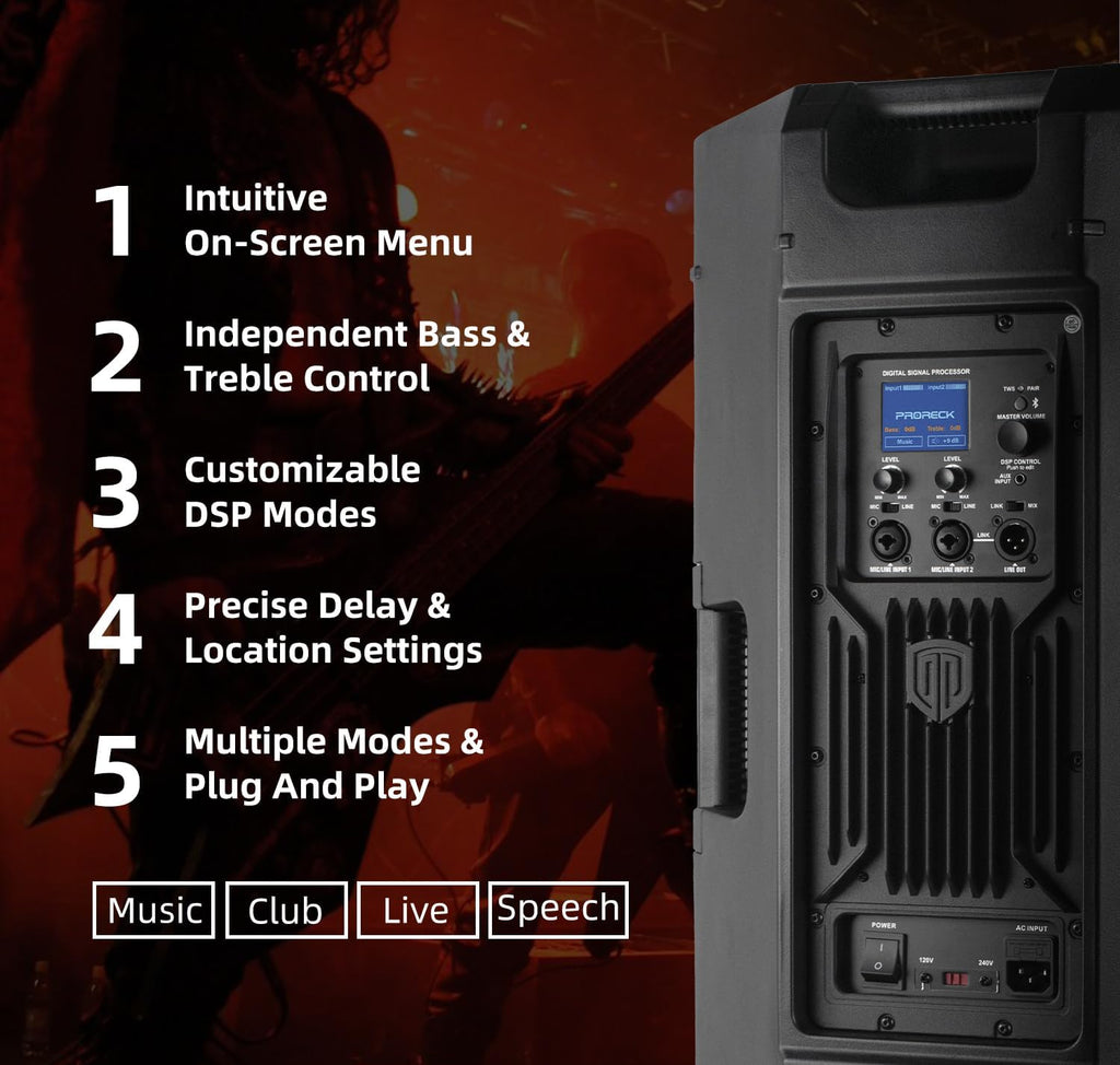 3500W P.M.P.O 18 inch Active Powered Subwoofer with 15 Inch DSP PA Speaker/Stage Monitor for DJ, Live