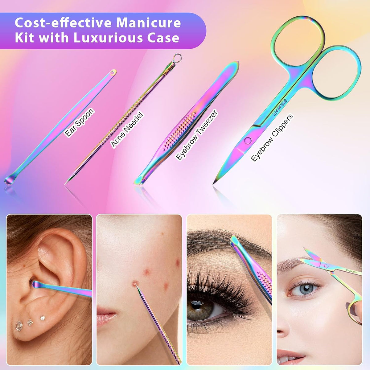 12-Piece Manicure Set, Professional Nail Clipper Kit with Travel Case