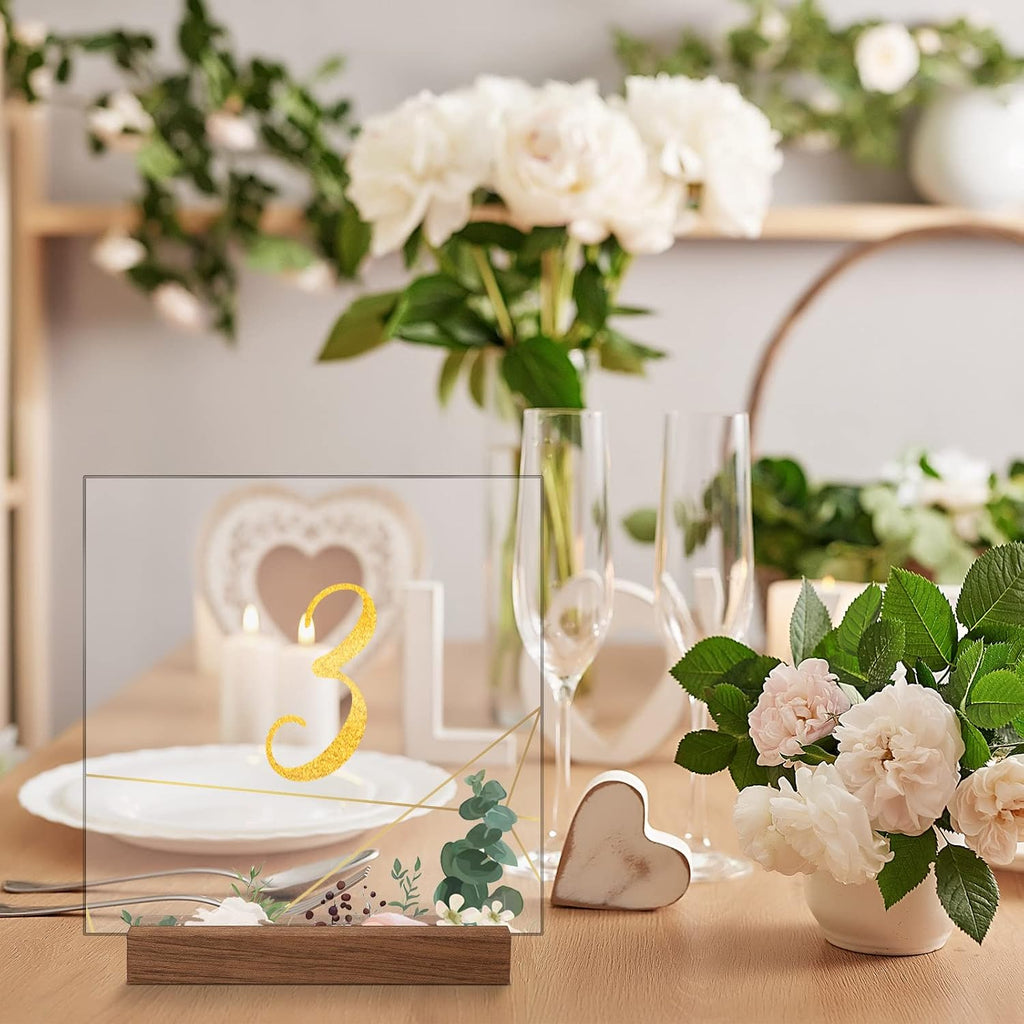 24 Pcs Rustic Wood Table Number Holders for Wedding | 4.5'' Wooden Place Card Holders for 5x7 Table Numbers, Menu and