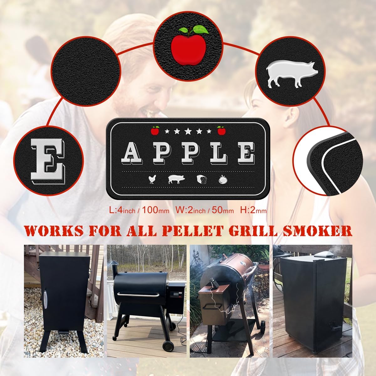 Wood Pellets for Smoker - Magnet Labels, Accessories for Pellet Smoker Grill, Metal Material, Frosted Design, Perfect