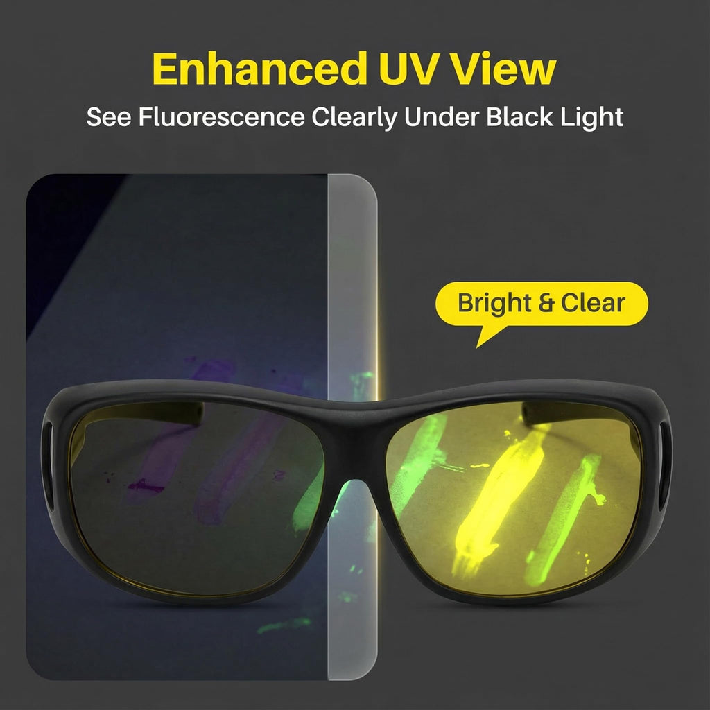 Yellow UV Glasses, UV Enhancing Safety Glasses for UV Dye & Blacklight
