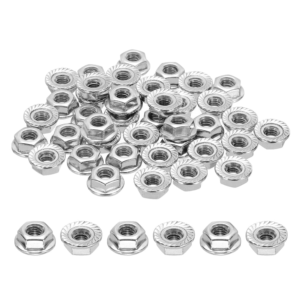 50Pcs Serrated Flange Hex Nuts-#6-32-UNC 304 SS