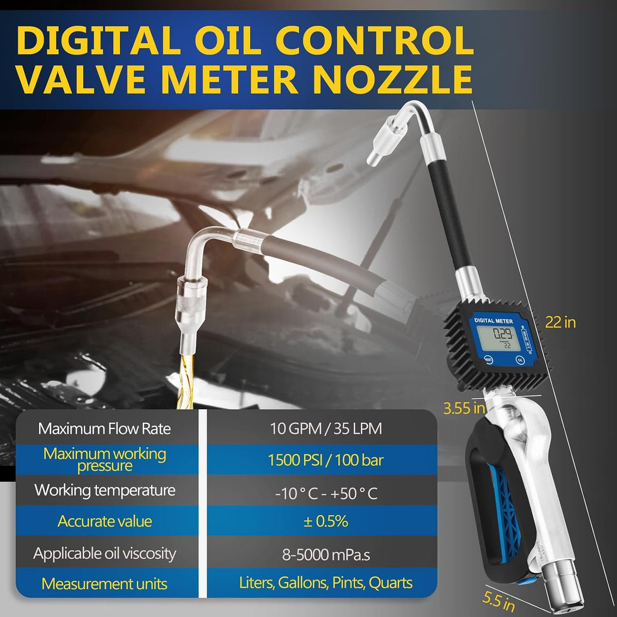 Digital Oil Control Valve Meter Dispenser Nozzle 10 GPM / 35 LPM