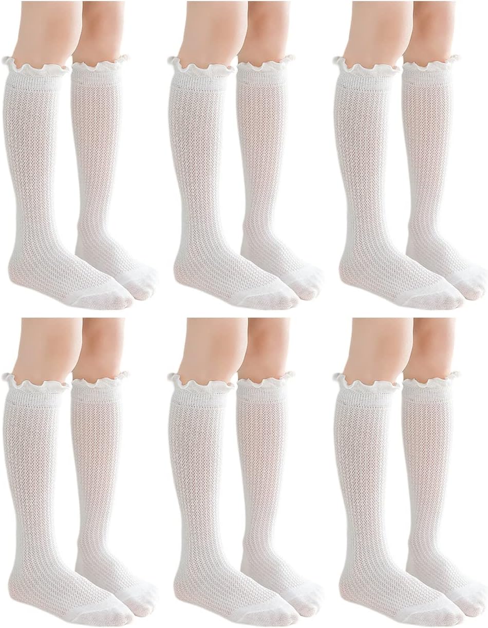 Kids Girl Mid-calf Knee High Socks Casual Dress Socks Long Tube 3-12Y