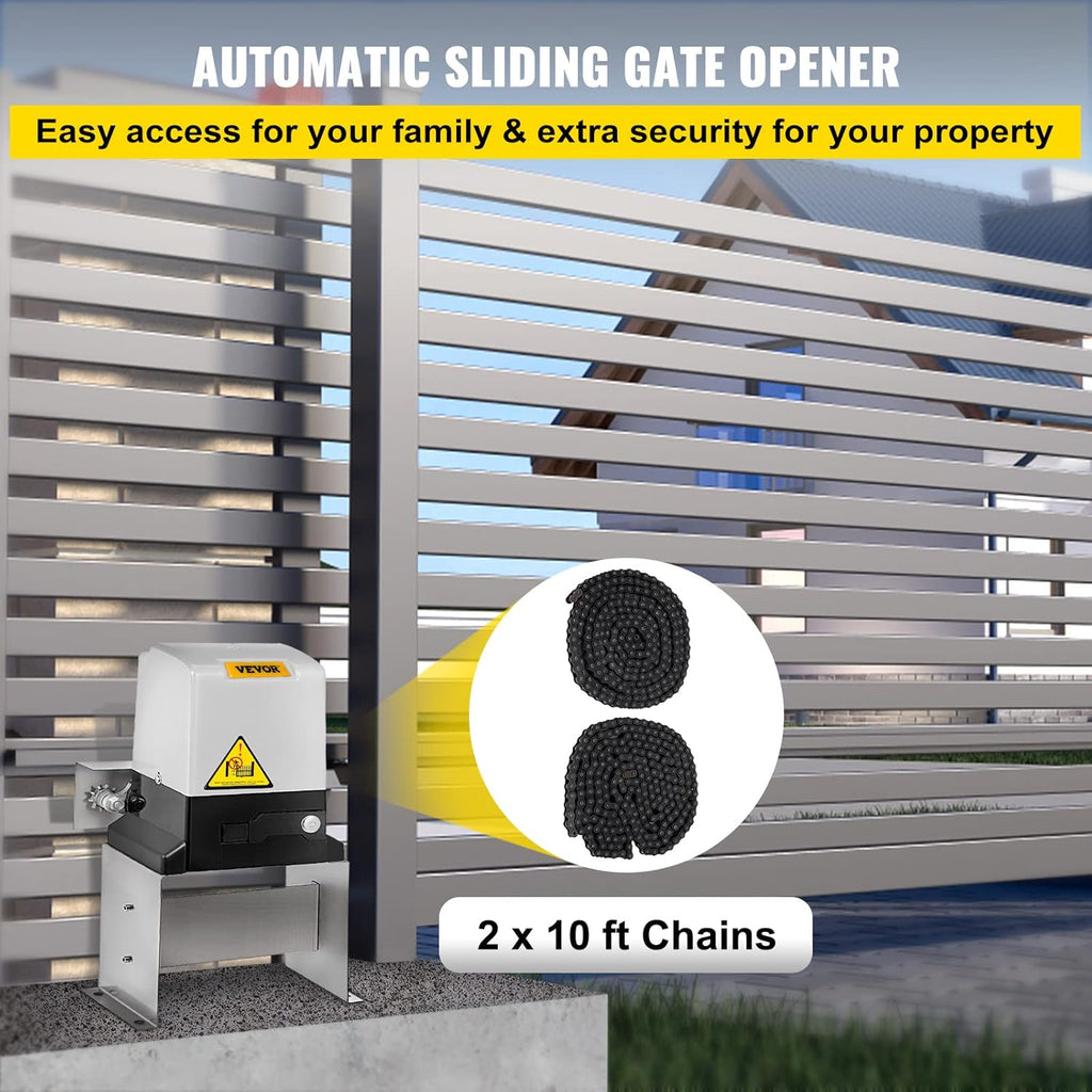 Vevor Automatic Sliding Gate Opener 1400LBS with 2 Remote Controls, Gate Operator Hardware Kit for Security, Move