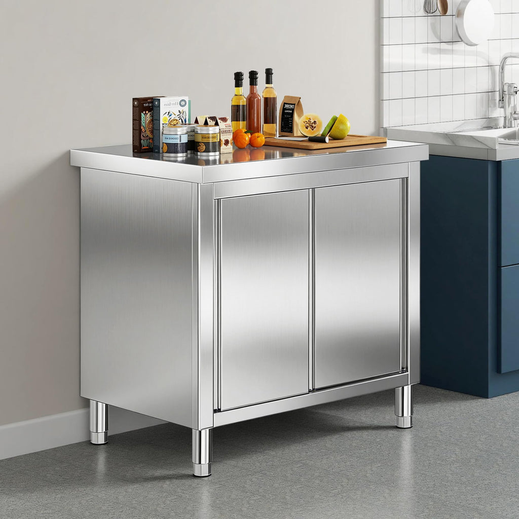 36-Inch Stainless Steel Work Table with Cabinet