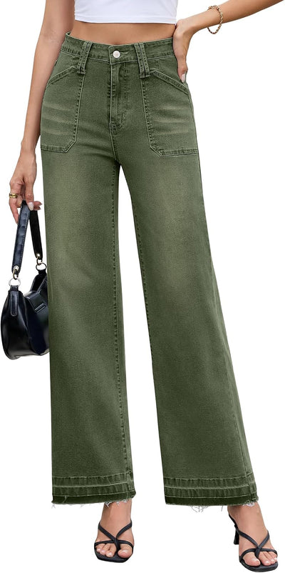 Wide Leg Jeans for Women High Waisted Baggy Stretchy Denim Pants