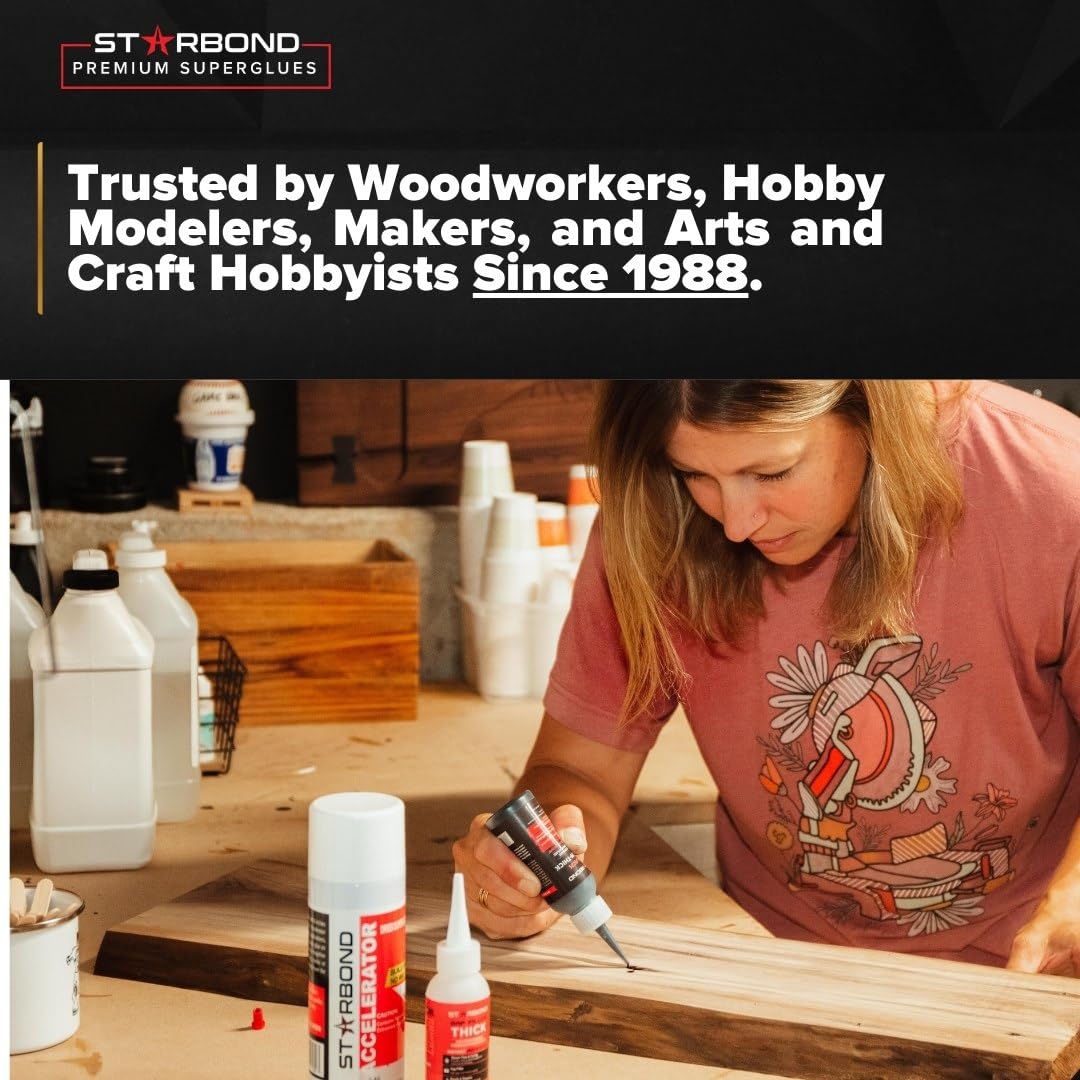 2 oz Thick CA Glue with 6 oz Aerosol Activator Bundle Premium Cyanoacrylate Super Glue for Mitre Joint Bonding