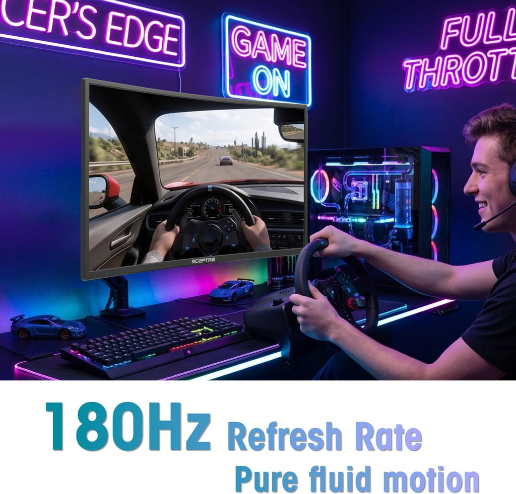 New! Sceptre Curved 24-inch Prime Gaming Monitor 1080p 1500R 1ms up to 180Hz DisplayPort x2 HDMI x2 Build-in