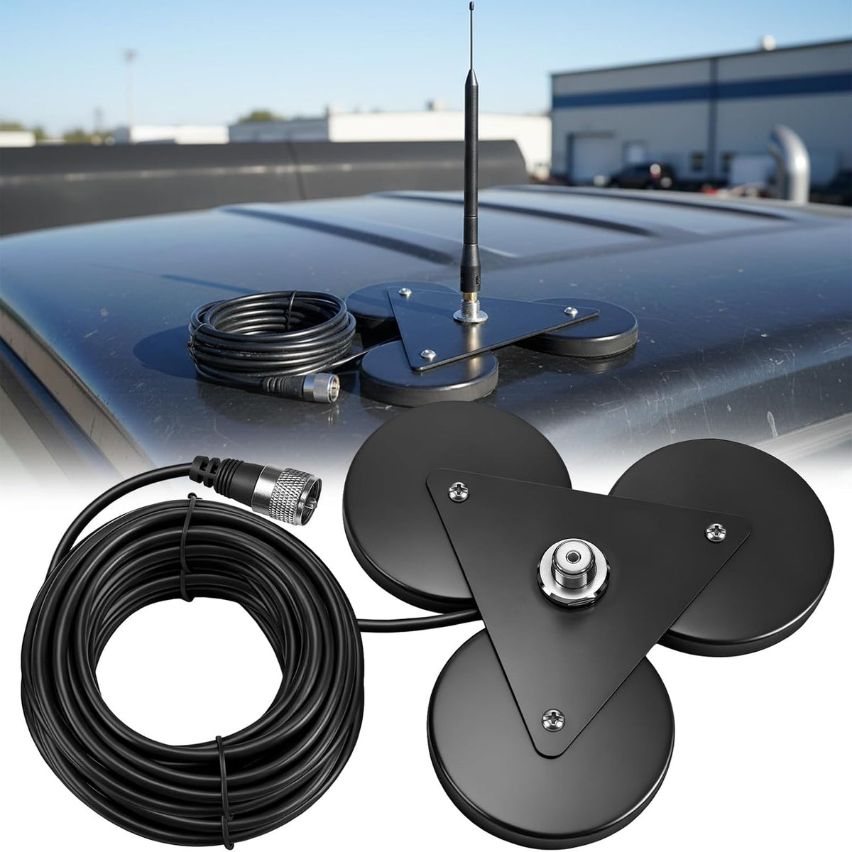 Magnetic Antenna Mount 8.8 Inch Cb Triangle Magnetic Base Mount