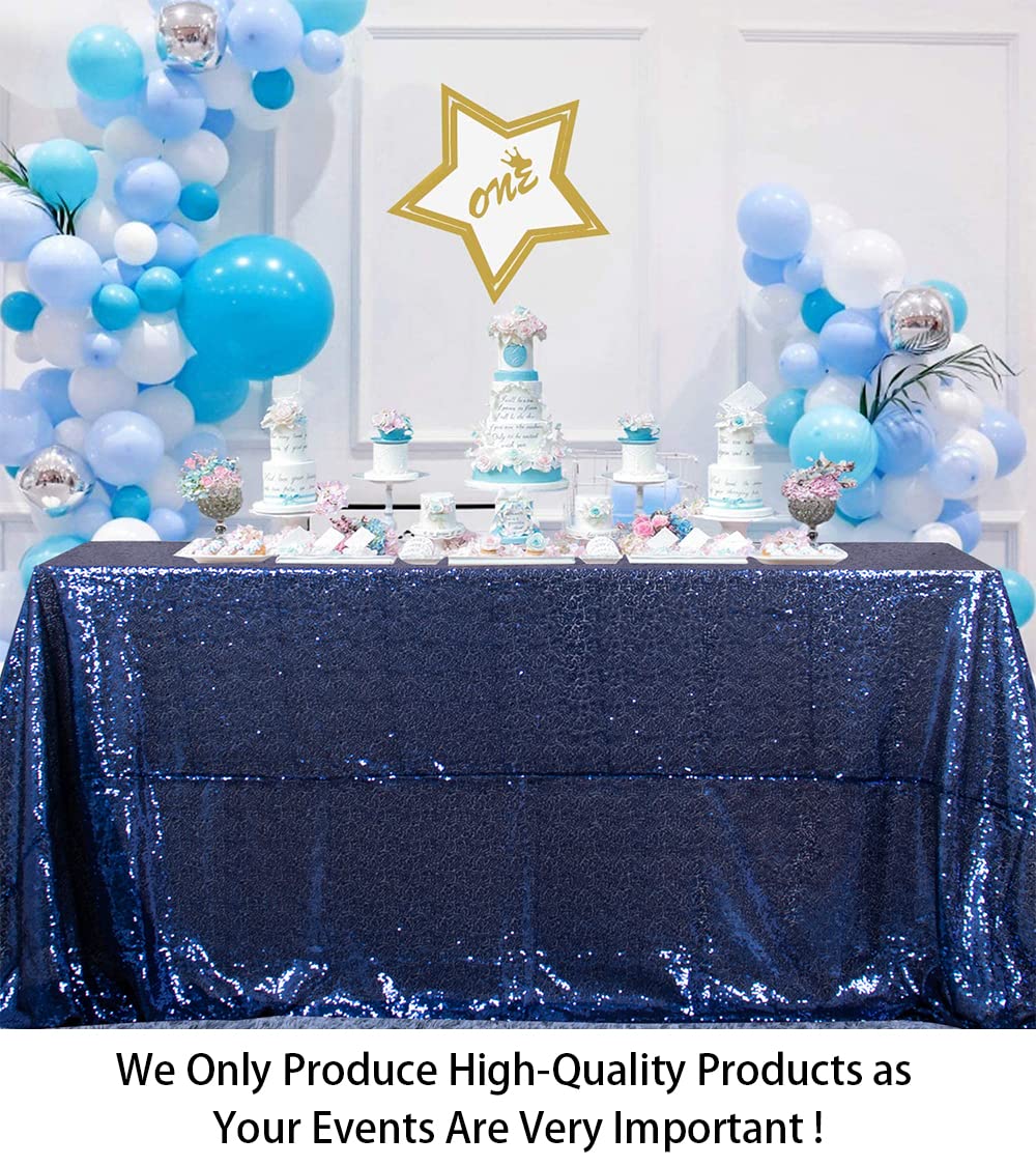 Navy Blue Sequin Tablecloth 60x102-Inch Rectangle Tablecloth Shimmer Birthday Tablecloth Overlay Glitter Tabblecloth