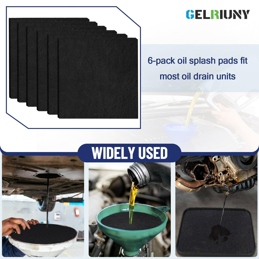 6 Pack 22" Oil Drain Splash Pad, Square Oil Change Mat, Oil Splash Pad